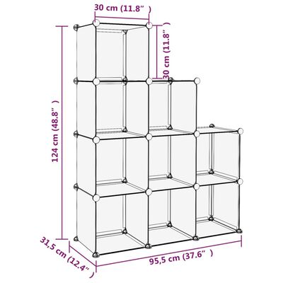 vidaXL Organizzatore Portaoggetti con 9 Cubi Trasparenti in PP