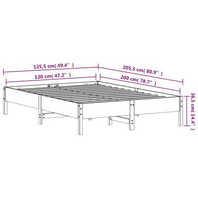 vidaXL Letto senza Materasso Bianco 120x200 cm Legno Massello di Pino