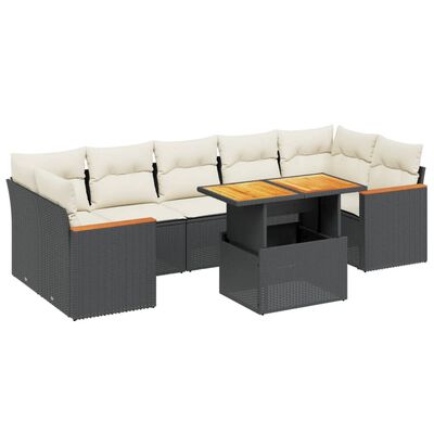 vidaXL Set Divani da Giardino con Cuscini 8 pz Nero in Polyrattan