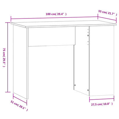 vidaXL Scrivania Grigio Sonoma 100x55x75 cm in Legno Multistrato