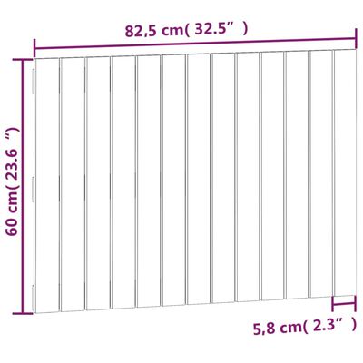 vidaXL Testiera da Parete Ambra 82,5x3x60 cm in Legno Massello di Pino