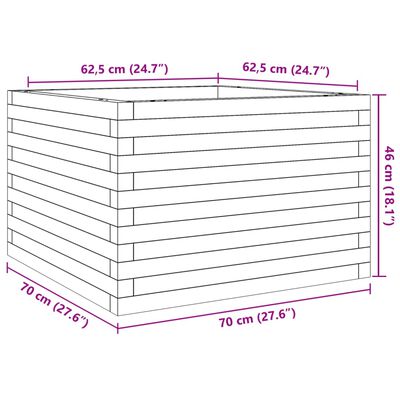 vidaXL Fioriera da Giardino 70x70x46 cm in Legno di Pino Impregnato