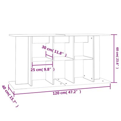 vidaXL Supporto per Acquario 120x40x60 cm in Legno Multistrato Bianco