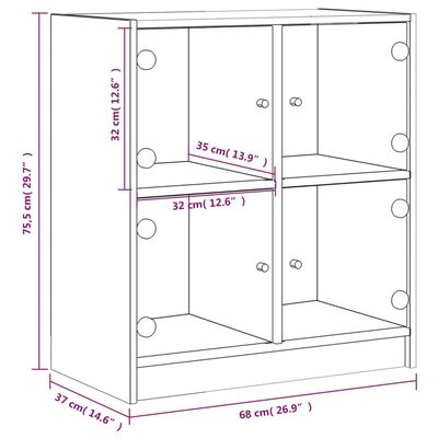 vidaXL Mobile con Ante in Vetro Rovere Fumo 68x37x75,5 cm