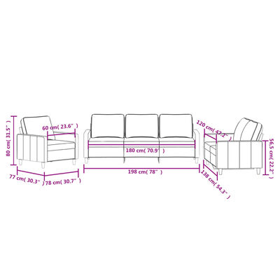 vidaXL Set di Divani 3 pz con Cuscini Grigio Scuro in Velluto