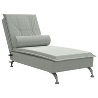 vidaXL Chaise Longue Massaggi Cuscino a Rullo Grigio Chiaro in Velluto