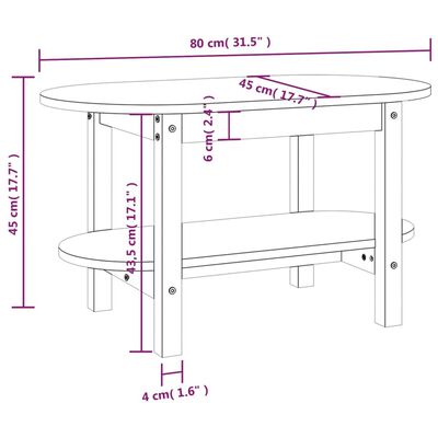 vidaXL Tavolino da Salotto Nero 80x45x45 cm in Legno Massello di Pino