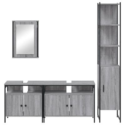 vidaXL Set Mobili da Bagno 4 pz Grigio Sonoma in Legno Multistrato