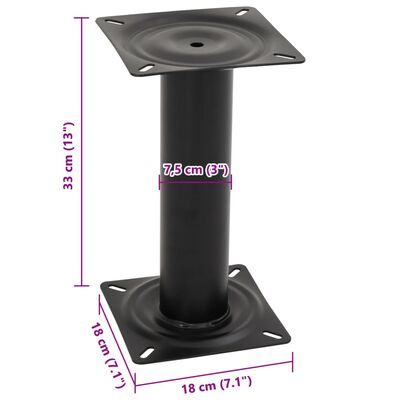 vidaXL Supporto per Sedile da Barca Nero 33 cm in Acciaio