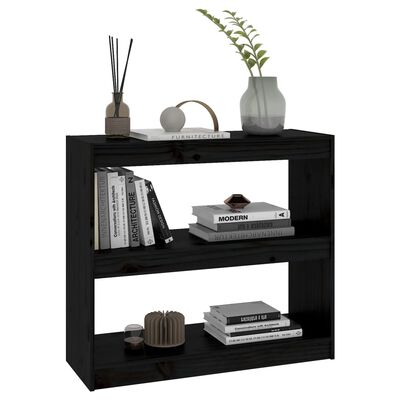 vidaXL Libreria/Divisorio Nero 80x30x71,5 cm in Legno Massello di Pino