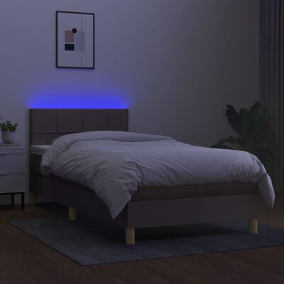 vidaXL Letto a Molle con Materasso e LED Tortora 90x200 cm in Tessuto