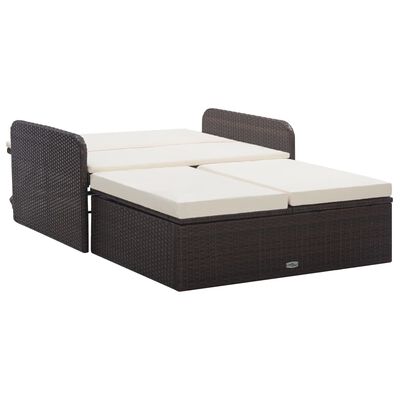 vidaXL Set Divani da Giardino 2 pz con Cuscini in Polyrattan Marrone