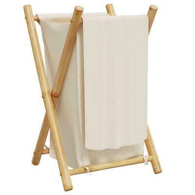 vidaXL Cesto per Biancheria Bianco Crema 41,5x36x63,5 cm in Bambù