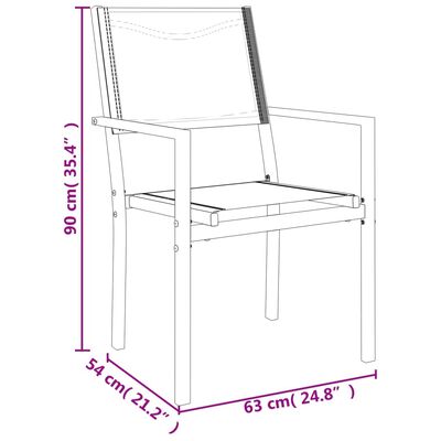 vidaXL Set da Pranzo da Giardino 5 pz Nero in Acciaio e Textilene