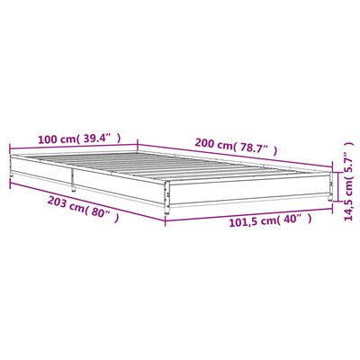 vidaXL Giroletto Rovere Sonoma 100x200 cm Legno Multistrato e Metallo