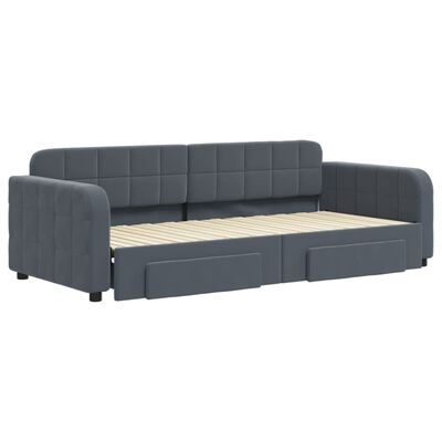 vidaXL Divano Letto Estraibile Cassetti Grigio Scuro 90x200cm Velluto