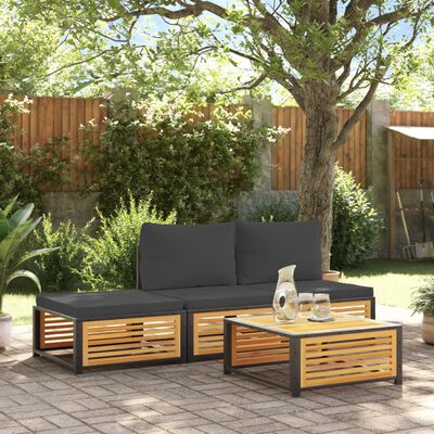 vidaXL Set Divani da Giardino 4pz con Cuscini Legno Massello di Acacia