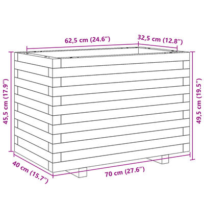 vidaXL Fioriera Giardino Marrone Cera 70x40x49,5cm Legno Massello Pino