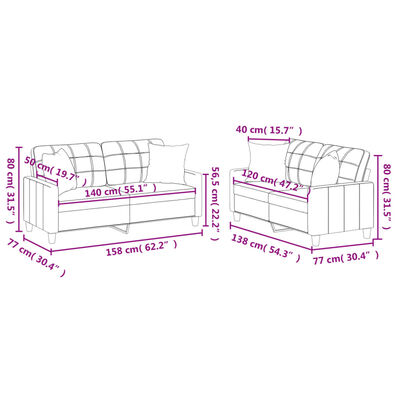 vidaXL Set di Divani 2 pz con Cuscini Cappuccino in Similpelle