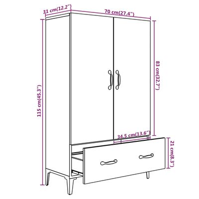 vidaXL Credenza Grigio Cemento 70x31x115 cm in Legno Multistrato