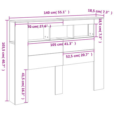 vidaXL Testiera LED Bianca 140x18,5x103,5 cm Legno Multistrato