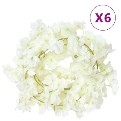 vidaXL Ghirlande Fiori Artificiali Natale 6 pz Bianco 180 cm