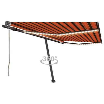 vidaXL Tenda Automatica Sensore Vento e LED 450x300 cm Arancio Marrone