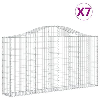 vidaXL Cesti Gabbioni ad Arco 7 pz 200x30x100/120 cm Ferro Zincato