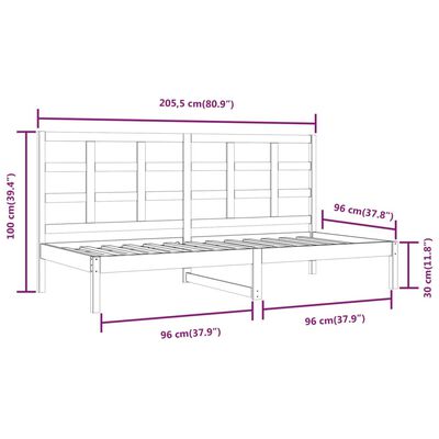 vidaXL Dormeuse senza Materasso Bianca 90x200 cm Legno Massello Pino