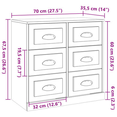 vidaXL Credenza Rovere Sonoma 70x35,5x67,5 cm in Legno Multistrato