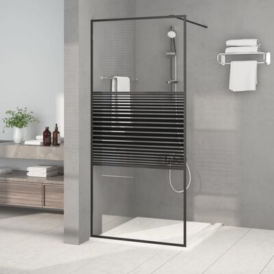 vidaXL Parete Doccia Walk in Nero 90x195 cm Vetro Trasparente ESG