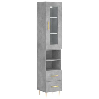 vidaXL Credenza Grigio Cemento 34,5x34x180 cm in Legno Multistrato