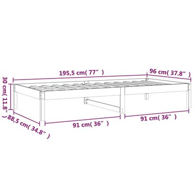 vidaXL Dormeuse 90x190 cm Single in Legno Massello di Pino