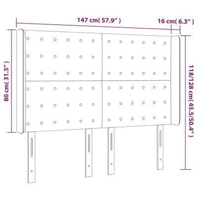 vidaXL Testiera a LED Nera 147x16x118/128 cm in Velluto