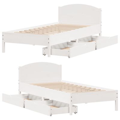 vidaXL Letto senza Materasso Bianco 90x200 cm Legno Massello di Pino