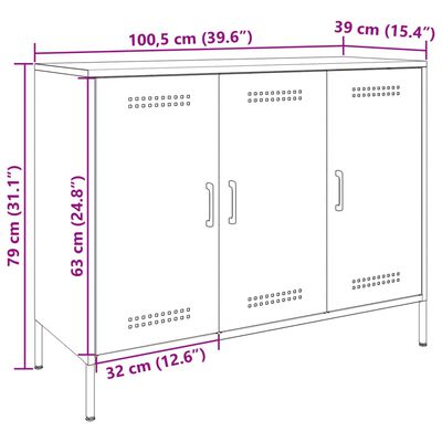 vidaXL Credenza Verde Oliva 100,5x39x79 cm in Acciaio