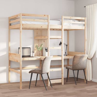 vidaXL Giroletto Soppalco senza Materasso 75x190cm Legno Massello Pino