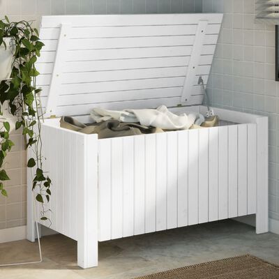 vidaXL Contenitore con Coperchio RANA Bianco 100x49x54cm Massello Pino