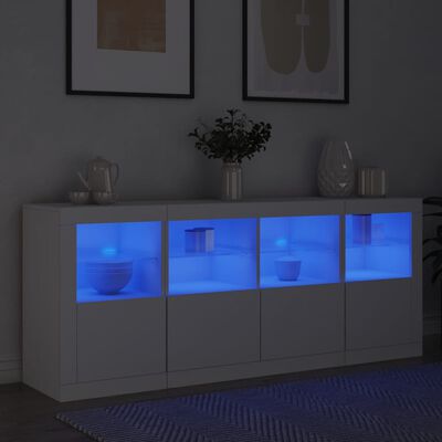 vidaXL Credenza con Luci LED Bianca 163x37x67 cm