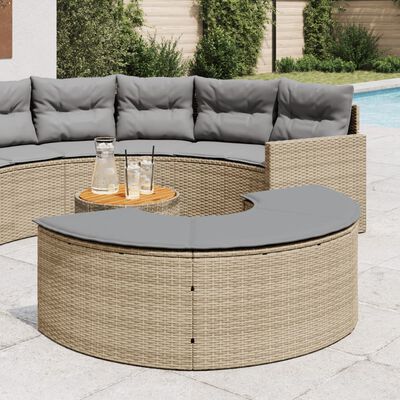 vidaXL Poggiapiedi da Giardino con Cuscino Beige in Polyrattan