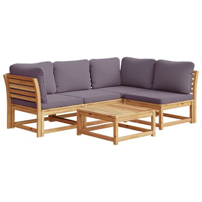 vidaXL Set Salotto da Giardino 5 pz con Cuscini Legno Massello Acacia