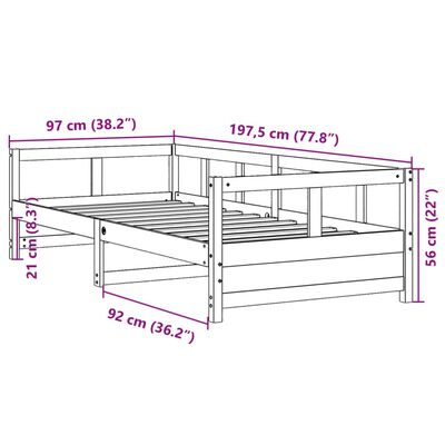 vidaXL Dormeuse con Materasso Marrone 90x190 cm Legno Massello di Pino