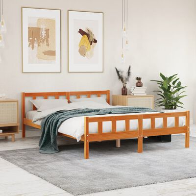 vidaXL Letto senza Materasso Marrone Cera 150x200 cm in Legno di Pino