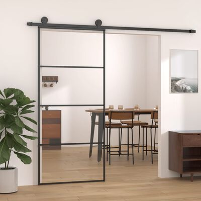 vidaXL Porta Scorrevole in Vetro ESG e Alluminio 90x205 cm Nera