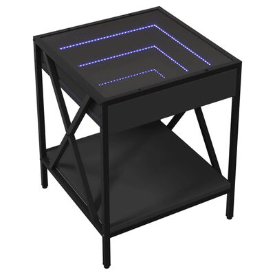 vidaXL Tavolino da Salotto con LED Infinity Nero 40x40x49 cm