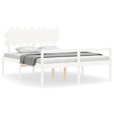 vidaXL Letto per Anziani con Testiera Bianco 160x200 cm Legno Massello