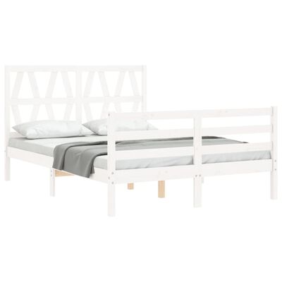 vidaXL Giroletto con Testiera Bianco Small Double Legno Massello