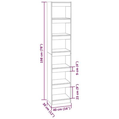 vidaXL Libreria/Divisorio Grigio Sonoma 40x30x198 cm