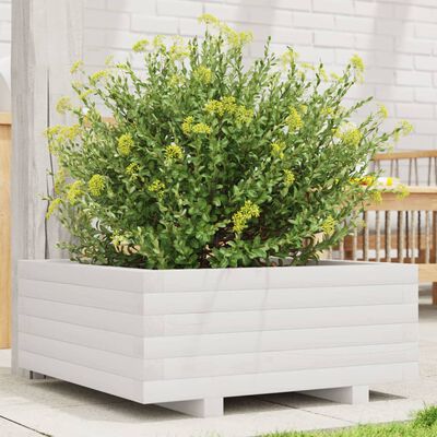 vidaXL Fioriera da Giardino Bianca 60x60x26,5cm Legno Massello di Pino