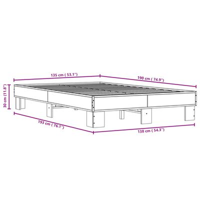 vidaXL Giroletto Nero 135x190 cm in Legno Multistrato e Metallo